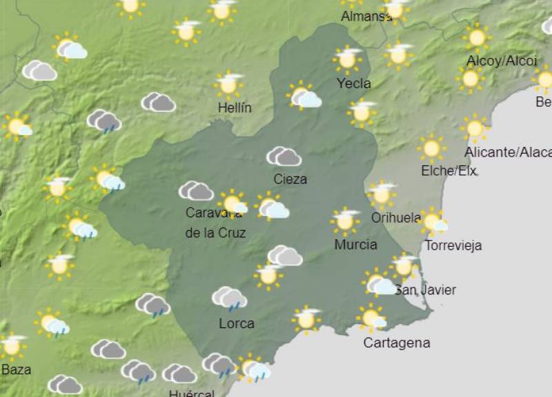 More showers and cooler days: Murcia weekly weather forecast October 14-20