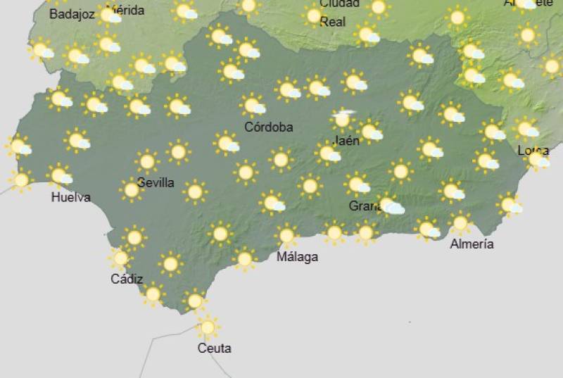 Andalucía weekly weather forecast May 26-29: Clear skies and climbing temperatures with some inland showers