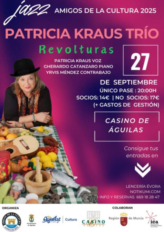 September 27 The Patricia Kraus Trio live in concert in the jazz season at Aguilas casino