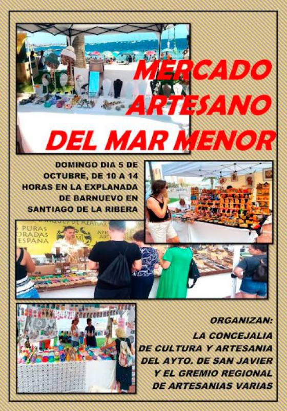 October 5 Sunday arts and crafts market in Santiago de la Ribera