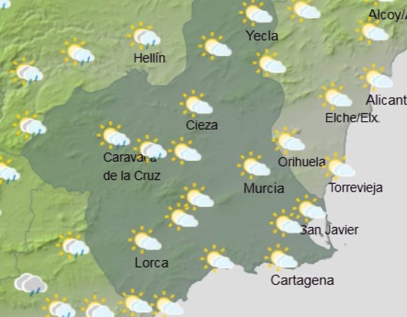 Have both umbrellas and sunglasses at the ready: Murcia weekly weather forecast October 27-30