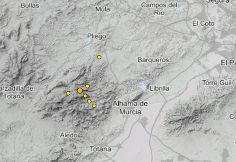 Seven earthquakes in Sierra Espuña this Sunday in the space of just a few hours