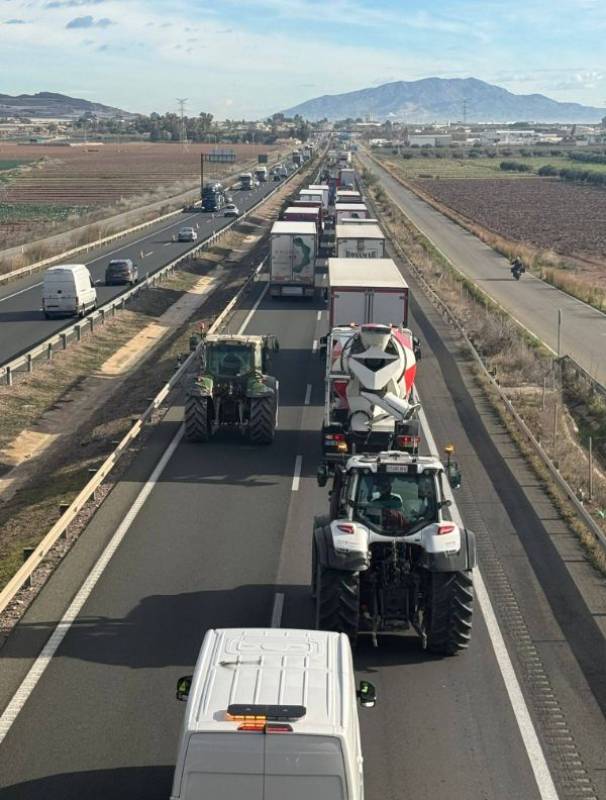 Tractors took over Murcia motorways today on a day full of farmers' protests