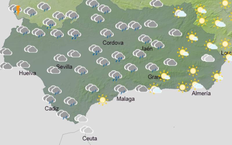 Andalucía weekly weather forecast February 9-12: Showery spells and blustery winds