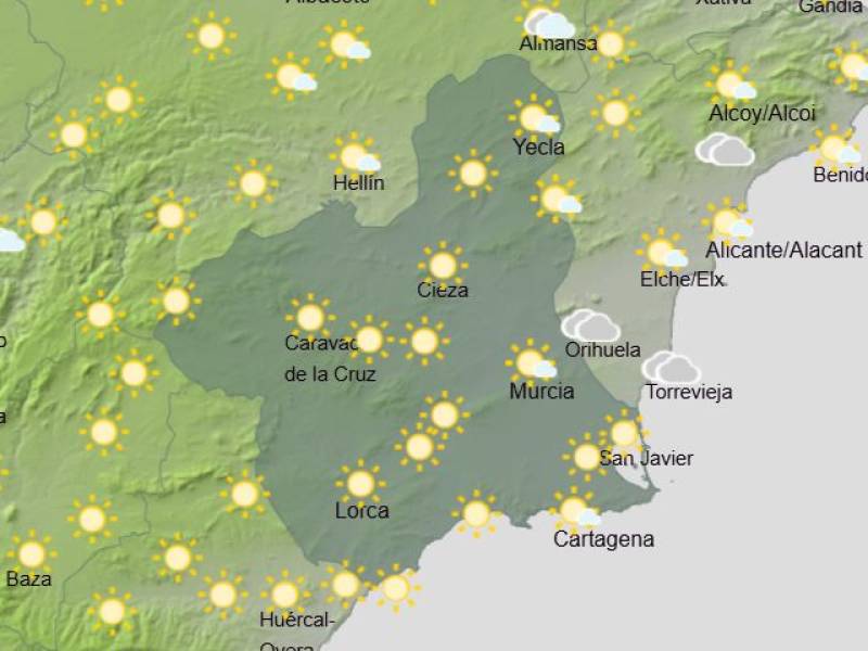 Murcia weekly weather forecast April 13-16: Dry and getting hotter